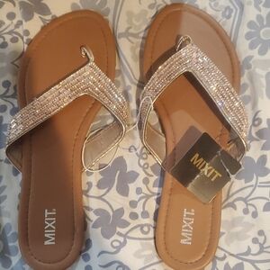 Mixit Tan and Silver Braided Sandals